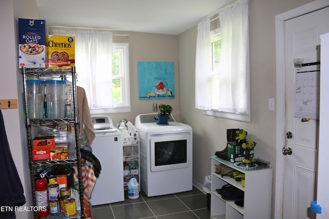 8025 Sharp Rd, Powell, TN 37849 - laundry room featuring separate washer and dryer and dark tile patterned floors
