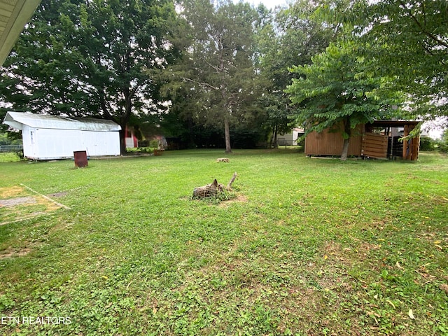 8025 Sharp Rd, Powell, TN 37849 - view of green lawn featuring a storage shed and a pole building
