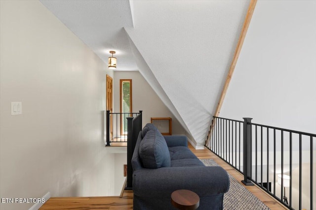 824 Deerfield Way, Lafollette, TN 37766 - living area featuring light wood-type flooring and an upstairs landing