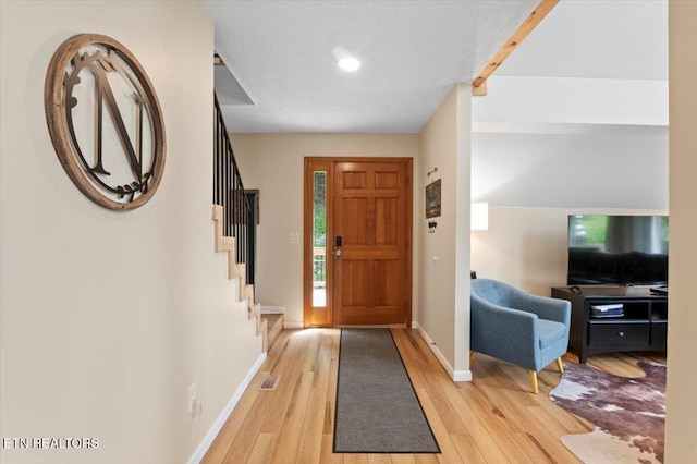 824 Deerfield Way, Lafollette, TN 37766 - entryway featuring light wood finished floors, stairs, and recessed lighting