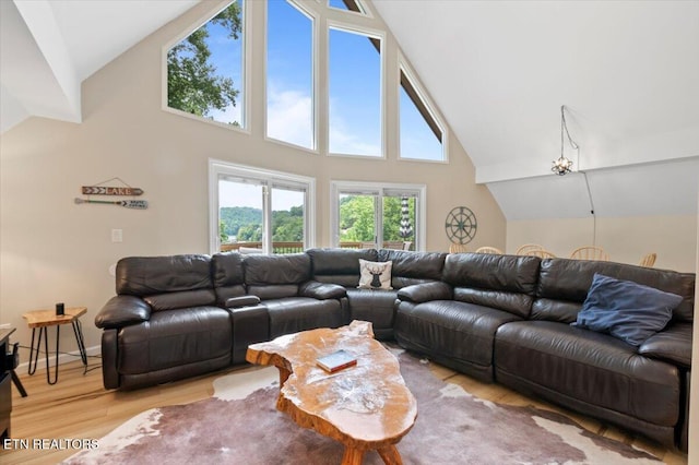 824 Deerfield Way, Lafollette, TN 37766 - living area with high vaulted ceiling, light wood finished floors, and plenty of natural light