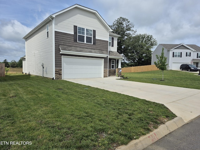 7515 Grasshopper Ln, Corryton, TN 37721 - view of front facade featuring a garage, concrete driveway, and stone siding