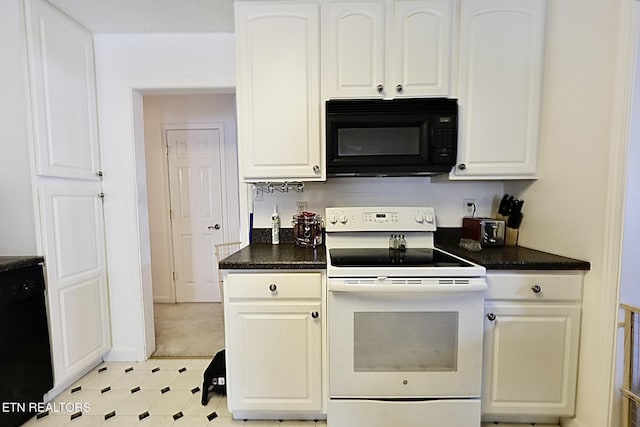 616 Loop Rd, Knoxville, TN 37934 - kitchen featuring black appliances, dark countertops, white cabinetry, and light flooring