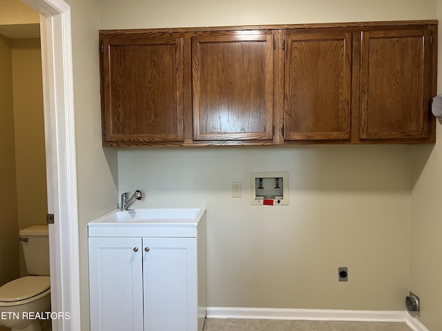 112 Olympia Dr, Alcoa, TN 37701 - laundry room featuring washer hookup, cabinet space, hookup for an electric dryer, and tile patterned flooring