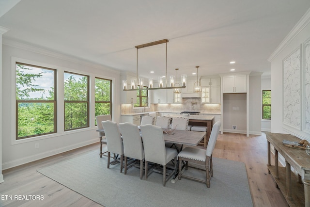 1100 Regality Way, Knoxville, TN 37923 - dining area featuring crown molding, healthy amount of natural light, light wood-style flooring, and recessed lighting