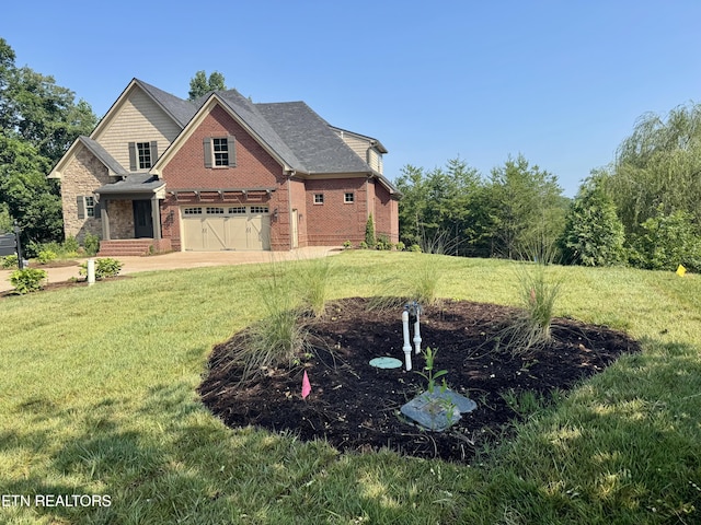 1100 Regality Way, Knoxville, TN 37923 - view of front of house with a garage, a front yard, brick siding, and concrete driveway