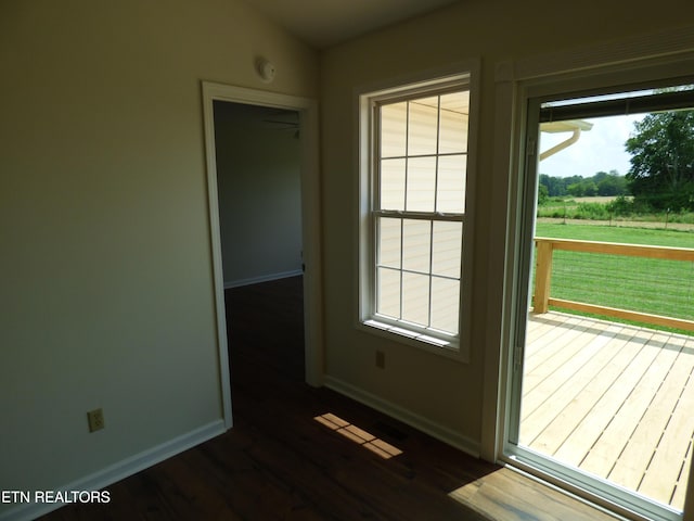 363 Smith Rd, Crossville, TN 38571 - entryway with plenty of natural light, dark wood-style flooring, and vaulted ceiling