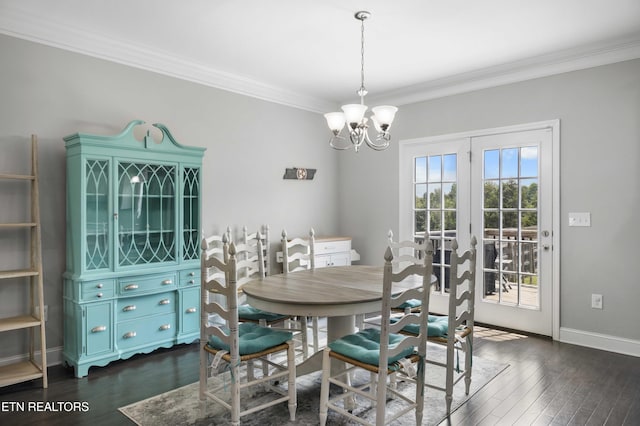1152 Cloud View Dr, Powell, TN 37849 - dining space featuring ornamental molding, a chandelier, and dark wood finished floors