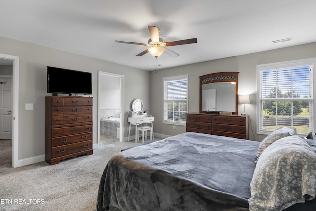 1152 Cloud View Dr, Powell, TN 37849 - carpeted bedroom featuring a ceiling fan and ensuite bathroom