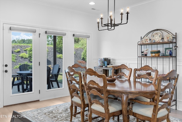 12845 Scarlet Sage Dr, Farragut, TN 37934 - dining area with ornamental molding, a chandelier, light wood finished floors, and recessed lighting