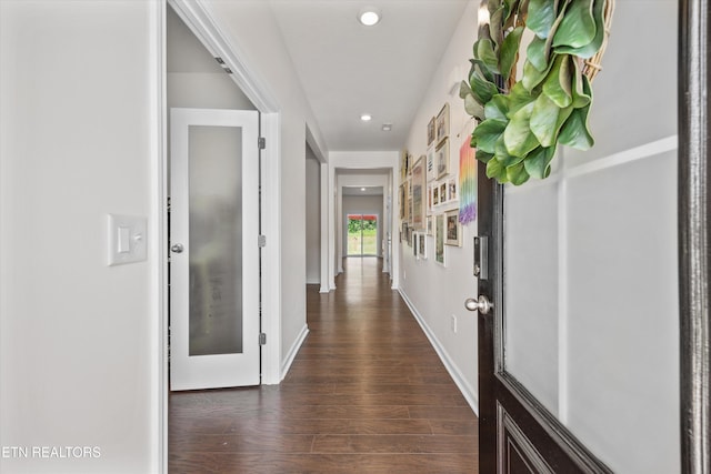 1171 Hampton Place Cir, Loudon, TN 37774 - hallway with dark wood-style floors and recessed lighting
