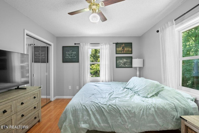 382 Tionesta Dr, Jacksboro, TN 37757 - bedroom featuring light wood finished floors, a textured ceiling, and a ceiling fan