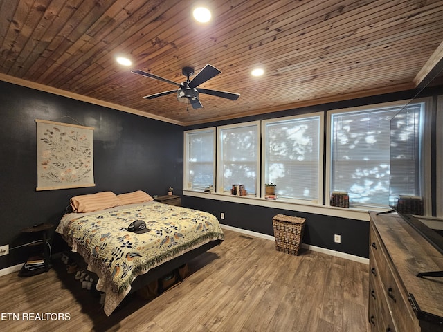 2824 W Cumberland Ave, Middlesboro, KY 40965 - bedroom featuring ornamental molding, wooden ceiling, wood finished floors, recessed lighting, and ceiling fan