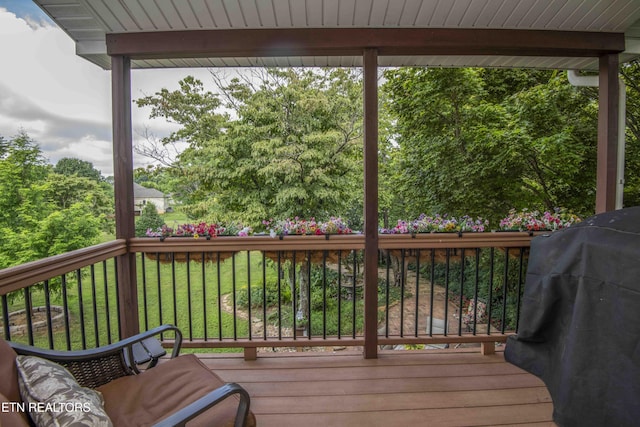 127 Kiowa Way, Loudon, TN 37774 - wooden terrace featuring area for grilling and a lawn