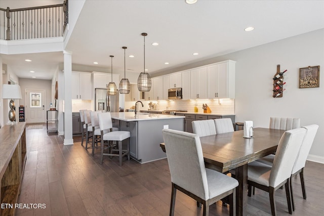 1682 Hickory Reserve Rd, Knoxville, TN 37932 - dining room with dark wood-style floors and recessed lighting