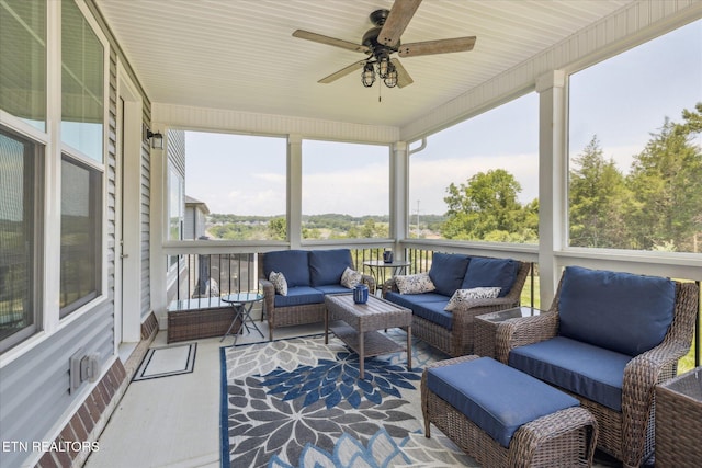 1682 Hickory Reserve Rd, Knoxville, TN 37932 - sunroom with an outdoor hangout area and a ceiling fan