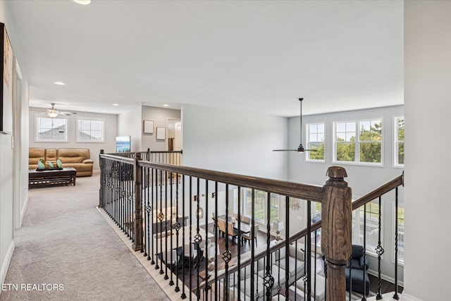 1682 Hickory Reserve Rd, Knoxville, TN 37932 - hall with an upstairs landing, healthy amount of natural light, recessed lighting, and carpet