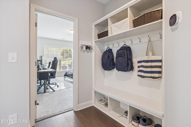 1682 Hickory Reserve Rd, Knoxville, TN 37932 - mudroom featuring dark wood finished floors and baseboards