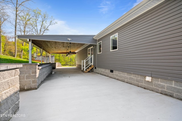 238 Mac Ivey Ln, Lafollette, TN 37766 - view of patio / terrace with a ceiling fan and entry steps