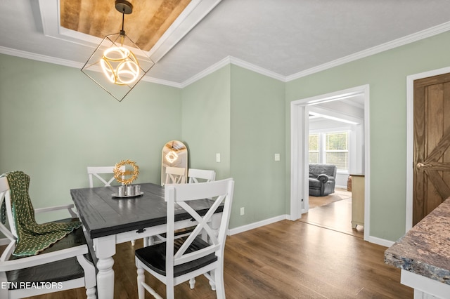 238 Mac Ivey Ln, Lafollette, TN 37766 - dining area with dark wood-style flooring and ornamental molding
