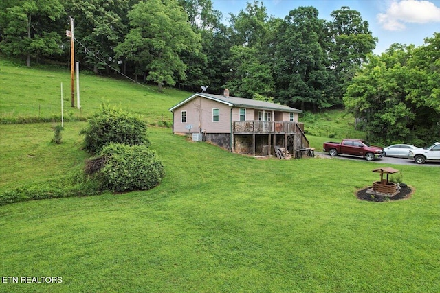 671 Hensley Hollow Rd, Thorn Hill, TN 37881 - view of grassy yard with a deck and stairs