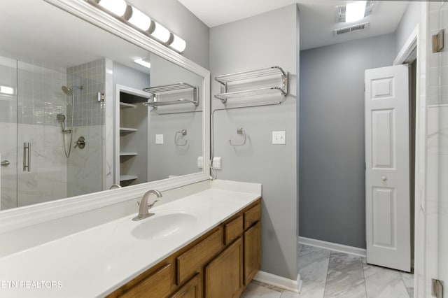 8808 Cedar Springs Ln, Knoxville, TN 37923 - full bath featuring a stall shower, vanity, and marble finish floors