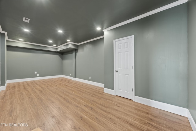 1269 Bentley Park Ln, Knoxville, TN 37922 - basement with ornamental molding, wood finished floors, and recessed lighting
