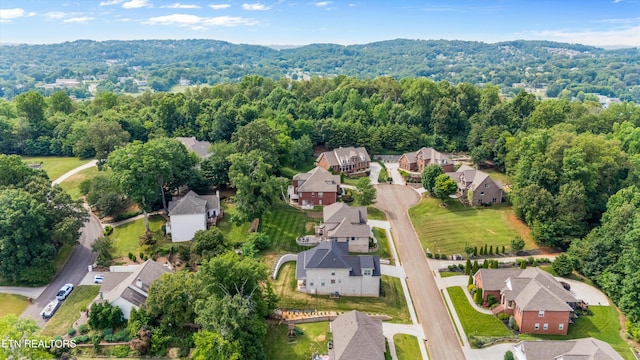 1269 Bentley Park Ln, Knoxville, TN 37922 - aerial perspective of suburban area featuring a heavily wooded area and a mountainous background