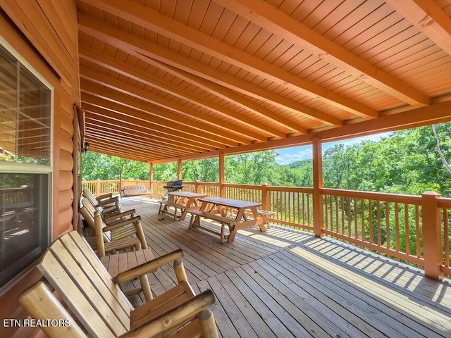 2205 Meredith Way, Sevierville, TN 37876 - deck featuring view of wooded area and outdoor dining area