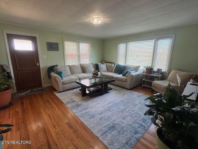 3207 Dove Ln, White Pine, TN 37890 - living room featuring wood finished floors, healthy amount of natural light, and crown molding