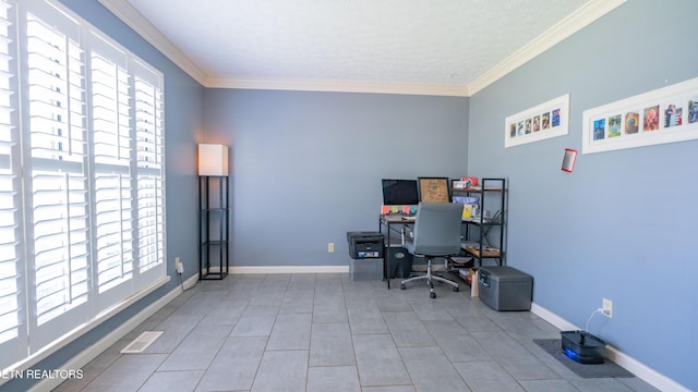 1517 Randal Park Dr, Knoxville, TN 37922 - home office featuring ornamental molding and a textured ceiling