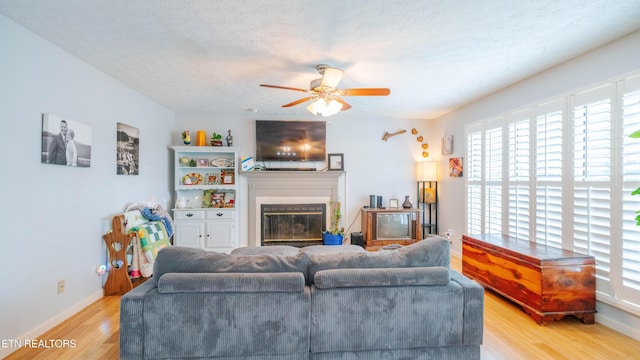 1517 Randal Park Dr, Knoxville, TN 37922 - living area featuring light wood-style floors, ceiling fan, and a glass covered fireplace