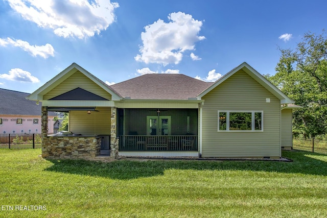 129 Dudi Trl, Vonore, TN 37885 - rear view of house with roof with shingles and french doors