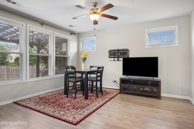 10703 Grantham Ln, Knoxville, TN 37932 - dining space with wood finished floors and a ceiling fan