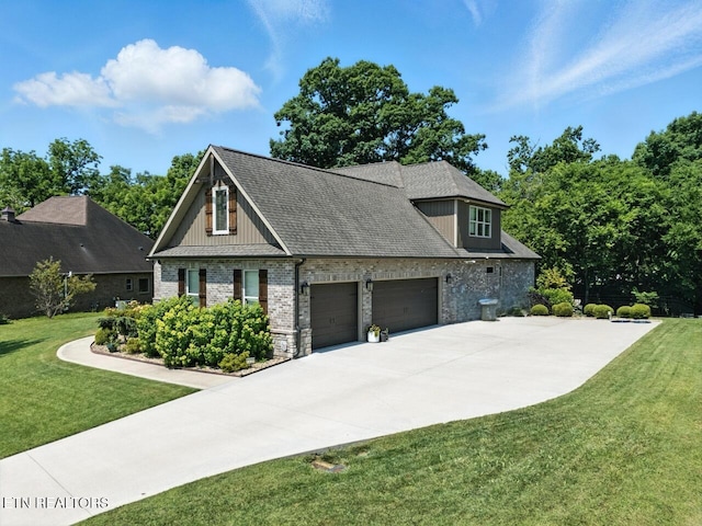 1439 St Thomas Way, Alcoa, TN 37701 - craftsman inspired home with an attached garage, a front lawn, concrete driveway, brick siding, and stone siding