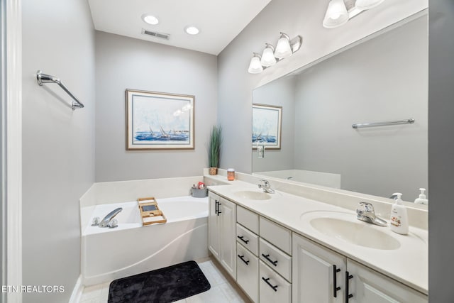 121 Fallberry St, Oak Ridge, TN 37830 - full bath with double vanity, a bath, and tile patterned floors