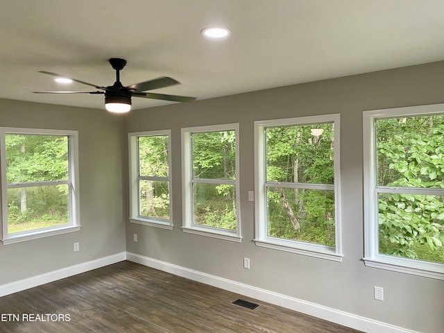 506 Snead Dr, Crossville, TN 38572 - spare room featuring ceiling fan, dark wood-type flooring, and recessed lighting