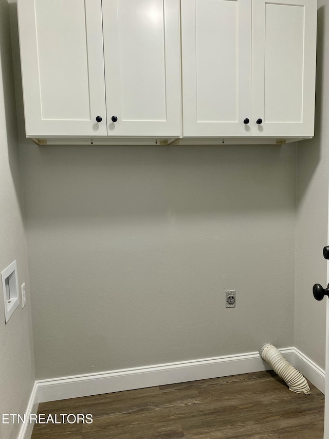506 Snead Dr, Crossville, TN 38572 - washroom with cabinet space, hookup for an electric dryer, wood finished floors, and hookup for a washing machine