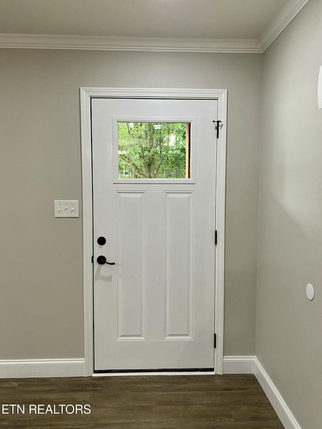506 Snead Dr, Crossville, TN 38572 - doorway to outside with ornamental molding and dark wood finished floors