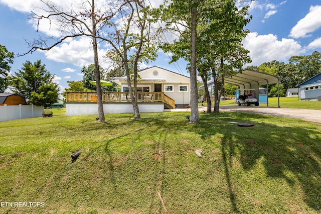 1595 Wa Ni Village Rd, Rutledge, TN 37861 - view of front of property with a carport, driveway, and a wooden deck