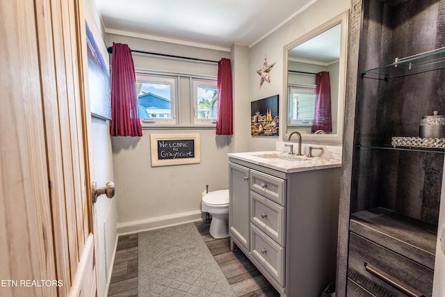1595 Wa Ni Village Rd, Rutledge, TN 37861 - bathroom featuring vanity, wood finished floors, and crown molding