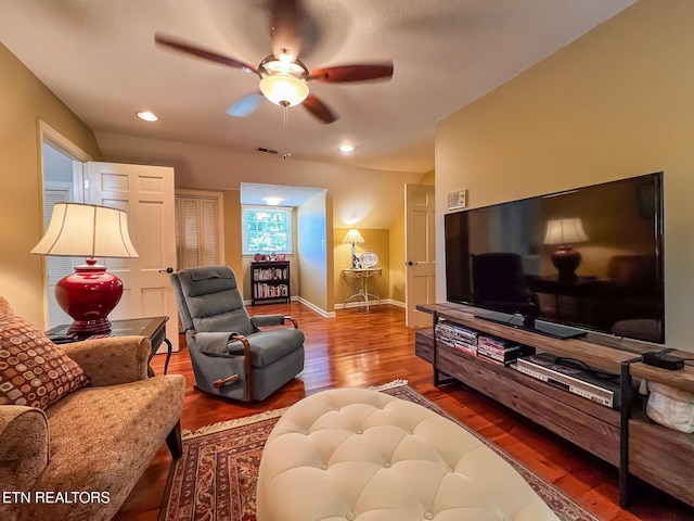 12218 Torrey Pines Pt, Knoxville, TN 37934 - living room with a ceiling fan and wood finished floors