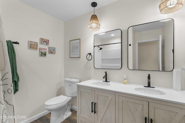 101 Concord Rd, Oak Ridge, TN 37830 - bathroom featuring wood finished floors, double vanity, and a shower