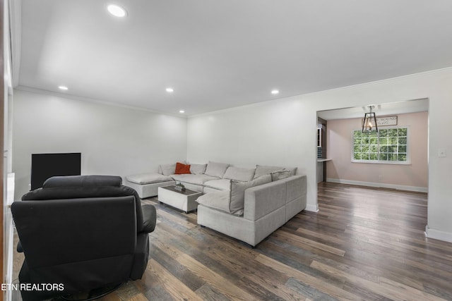101 Concord Rd, Oak Ridge, TN 37830 - living area featuring ornamental molding, recessed lighting, and dark wood finished floors