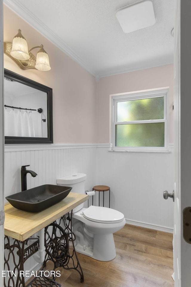 101 Concord Rd, Oak Ridge, TN 37830 - bathroom featuring wainscoting, wood finished floors, and ornamental molding