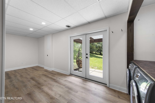 101 Concord Rd, Oak Ridge, TN 37830 - laundry room featuring washing machine and clothes dryer, french doors, wood finished floors, and recessed lighting