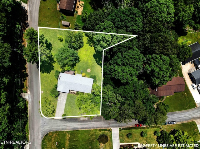 101 Concord Rd, Oak Ridge, TN 37830 - aerial view of property and surrounding area with property parcel outlined