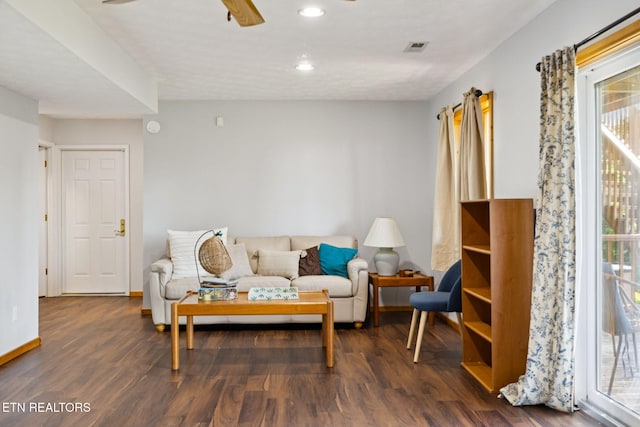 3930 Settlers Trl, Kodak, TN 37764 - living room featuring wood finished floors, ceiling fan, and recessed lighting