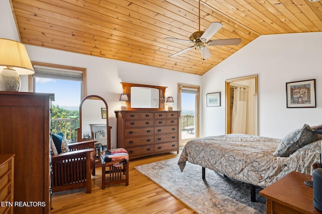 3930 Settlers Trl, Kodak, TN 37764 - bedroom with lofted ceiling, wood ceiling, wood finished floors, and access to outside