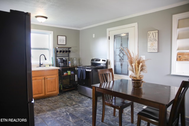 1210 Frank Campbell Rd, Jamestown, TN 38556 - dining area featuring ornamental molding and dark stone finish flooring